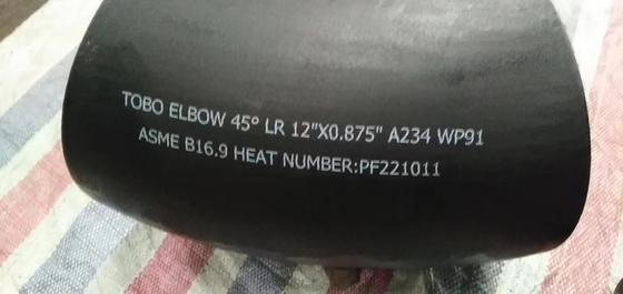 Fitting Pipa Baja Paduan 45 Elbow A234 Grade WP91 12 &quot;X0.875&quot; Butt Welding Elbow