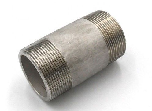 sch40 BSPT / BSPP / NPT konektor pipa kedua ujung benang stainless steel 304/316 barel nipple