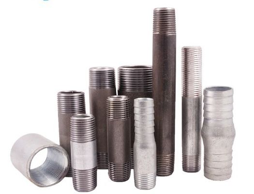 1/2 &quot;-4&quot; Puting panjang hidrolik baja karbon BSP NPT ulir laki-laki baja galvanis fitting panjang atau pendek nipple pipa laki-laki