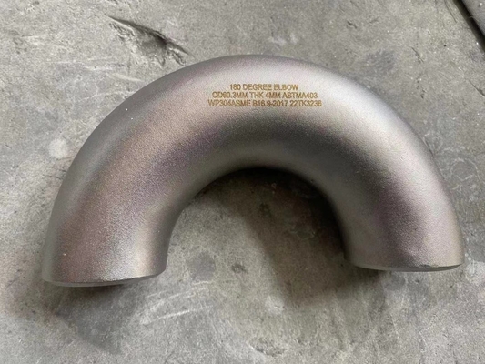 Fitting Pipa Stainless Steel 180 Derajat BW Siku OD80X3MM ASTM A182 F304
