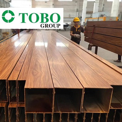 Aksu Wooden Grain Aluminium Profile Alloy Construction Rectangular Tubes / Aluminium Square Pipes 6063 6061 6082 Mater baru