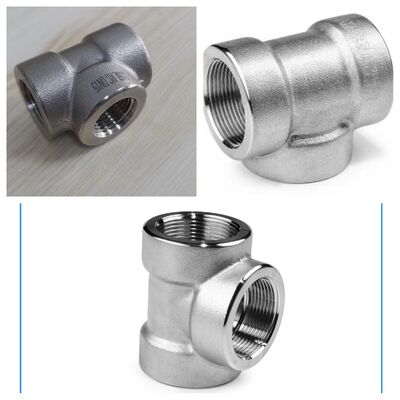 Tee Berulir Baja Tahan Karat ASME B16.9/ASTM A403 WP316 304 SS Berkualitas Tinggi dengan Diameter Sama
