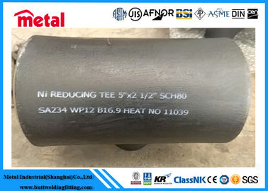 Kelengkapan Baja Paduan Seamless SA234 WP12 Mengurangi Tee 5 '' X 2 1/2 '' SCH80